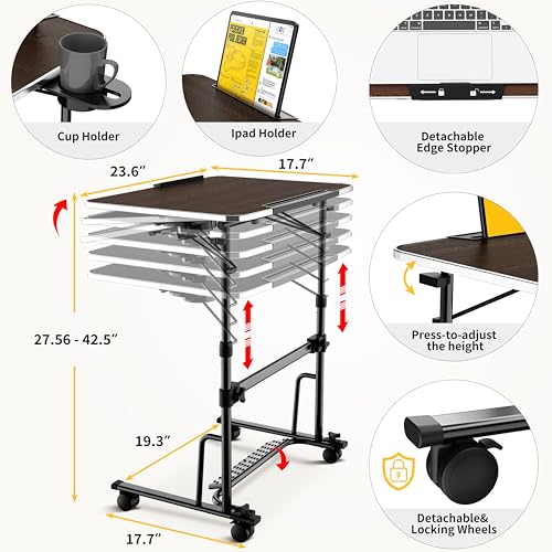 FoldWise Foldable Standing & Rolling Desk - Adjustable Heights & Angles