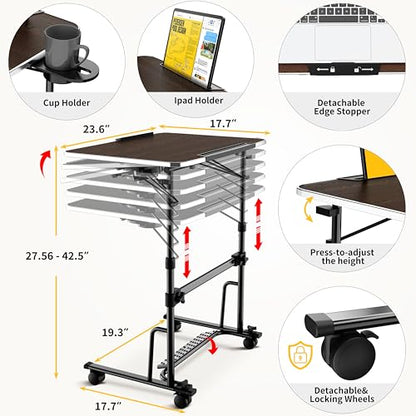 FoldWise Foldable Standing & Rolling Desk - Adjustable Heights & Angles