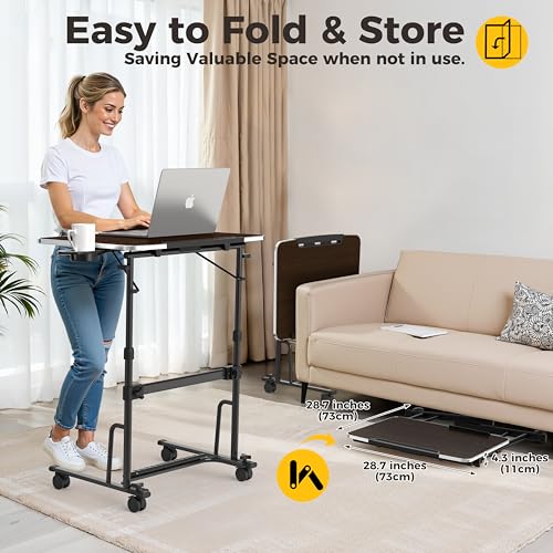 FoldWise Foldable Standing & Rolling Desk - Adjustable Heights & Angles