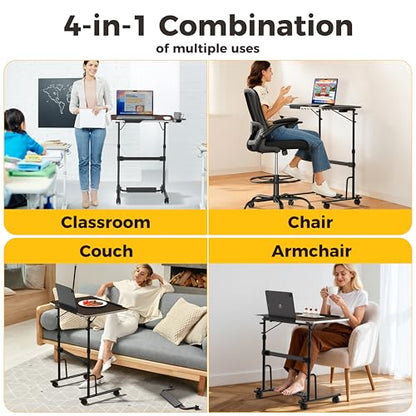 FoldWise Foldable Standing & Rolling Desk - Adjustable Heights & Angles