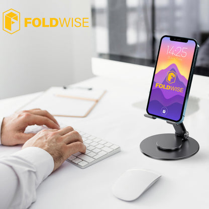 FoldWise Foldable Phone Stand - 100% Aluminium, Adjustable