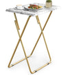 FoldWise Marble-Effect Folding Side Table - Fully Assembled