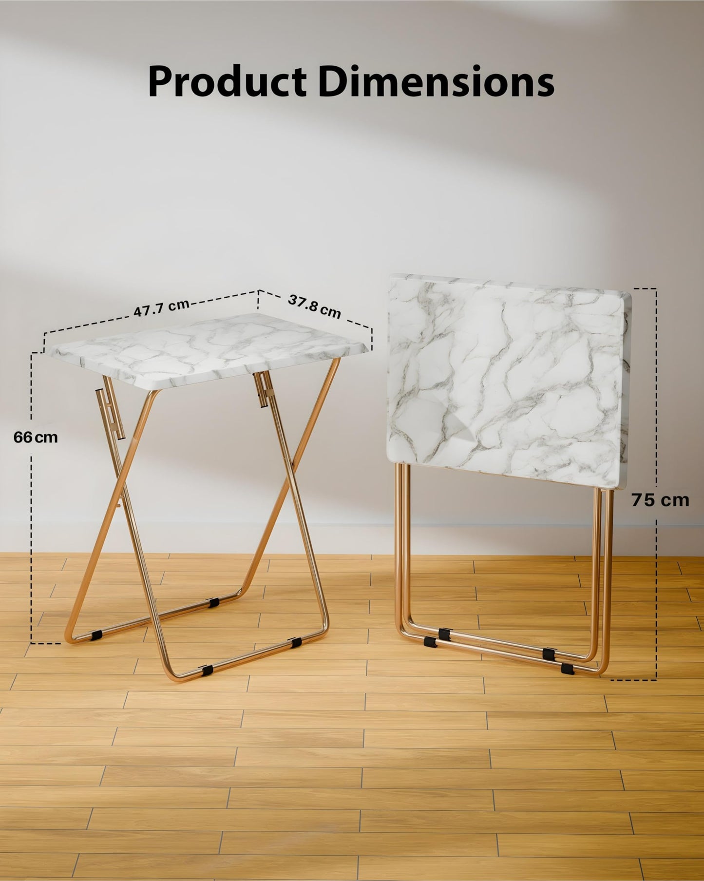 FoldWise Marble-Effect Folding Side Table - Fully Assembled
