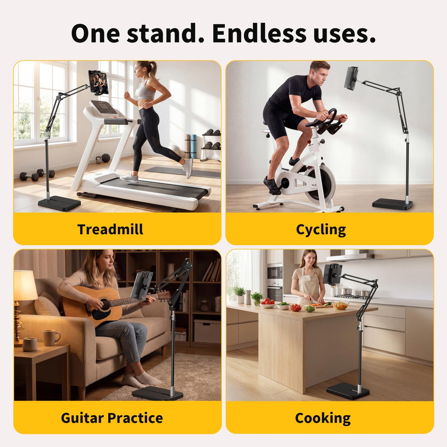 FoldWise iPad & Tablet Floor Stand - Height & Angle Adjustable