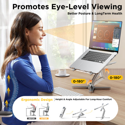 FoldWise X Aluminium Laptop Stand - Adjustable Heights & Angles
