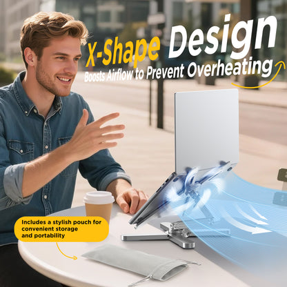 FoldWise X Aluminium Laptop Stand - Adjustable Heights & Angles