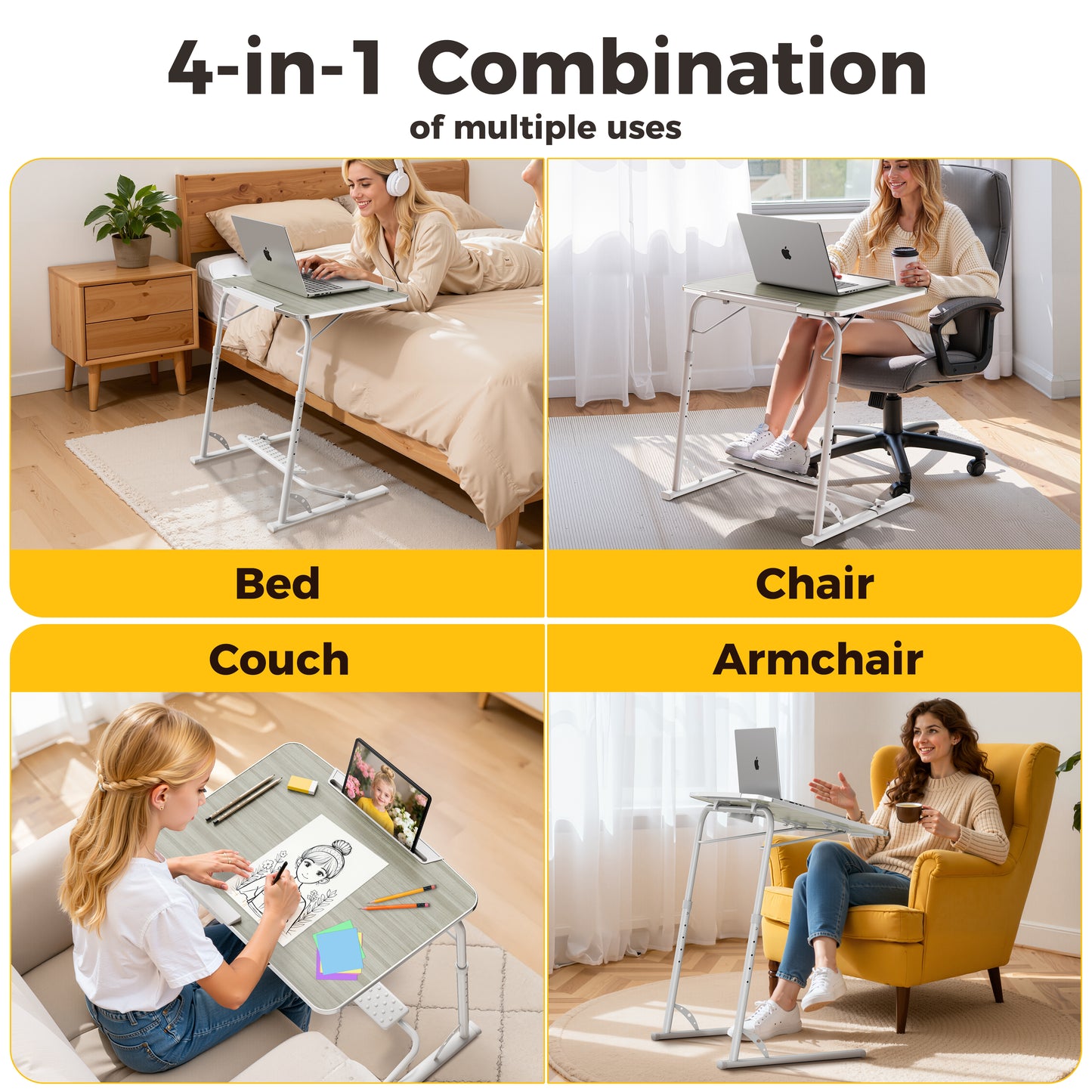 FoldWise Folding Laptop Table for Sofa & Bed – Adjustable Heights & Angles